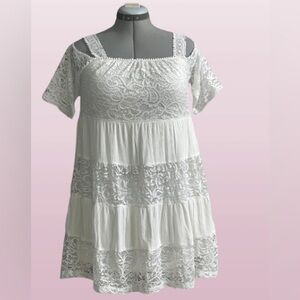 Topshop off-shoulder sundress with lace insets, Sz 4